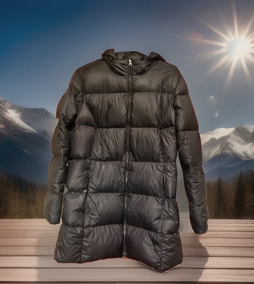 Eddie Bauer Luna Peak Down Parka Women XL Black EB550 Hooded Puffer Jacket